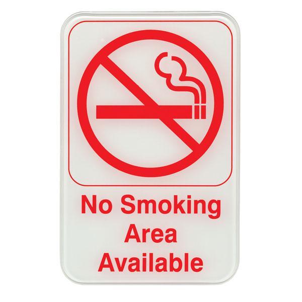 No Smoking Area Available- Red on White Sign - 6"x9"