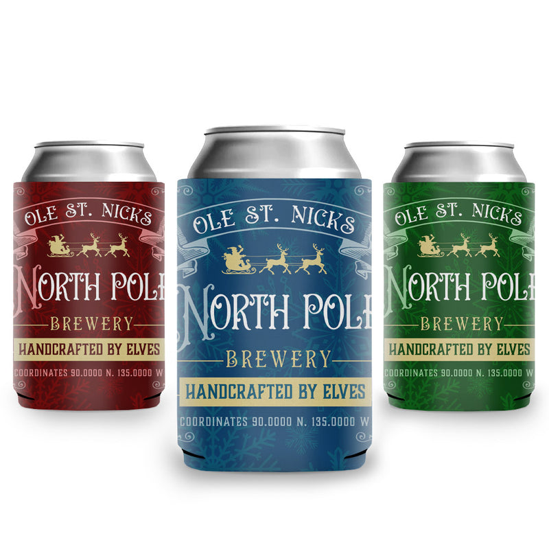 North Pole Brewery Can Coolers - PACK OF 3 (Blue, Red and Green)