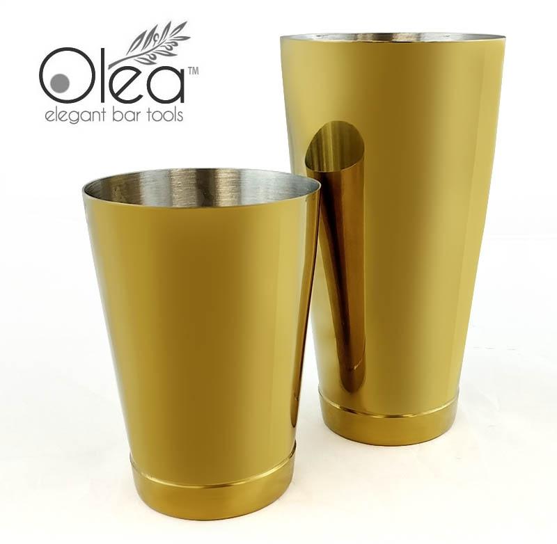 Olea 3-Piece Cocktail Shaker Deluxe - Gunmetal Plated - 24 Ounce