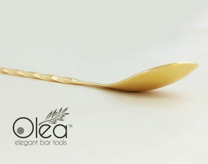 Olea™ Gold Plated Bar Spoon - Bent Tip - 50cm Length