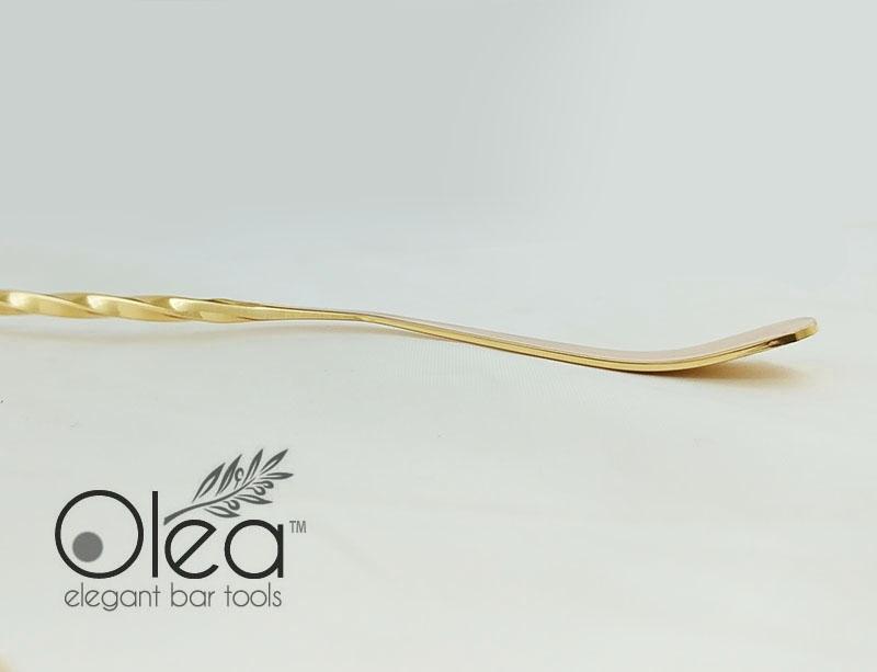 Olea™ Gold Plated Bar Spoon - Bent Tip - 30cm Length