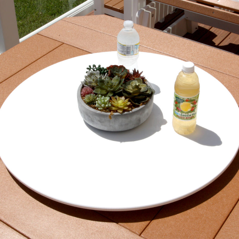 glass lazy susan for patio table with umbrella hole Outdoor Lazy Susan for Fire Pit or Patio Table Furniture, White, New