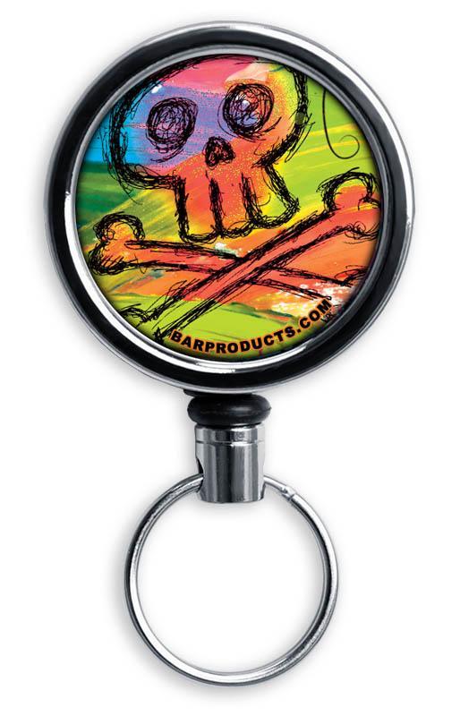 Retractable Reels for Bottle Openers –Colorful Skulls and Crossbones