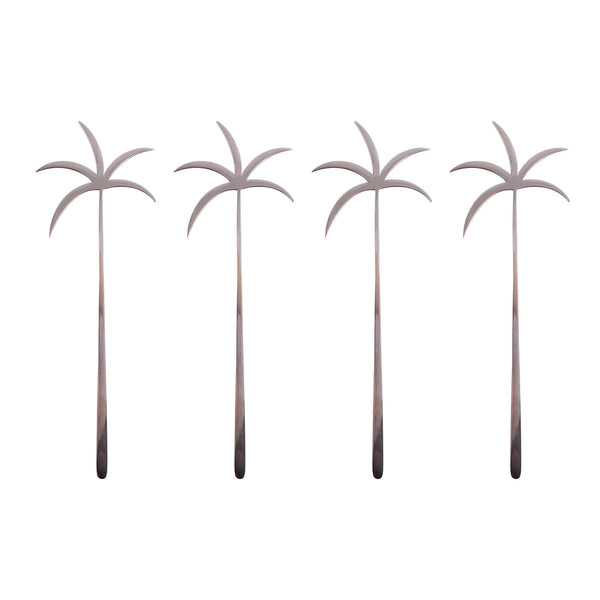 BarConic® Palm Tree Swizzle Sticks - Stainless Steel - 4 pack