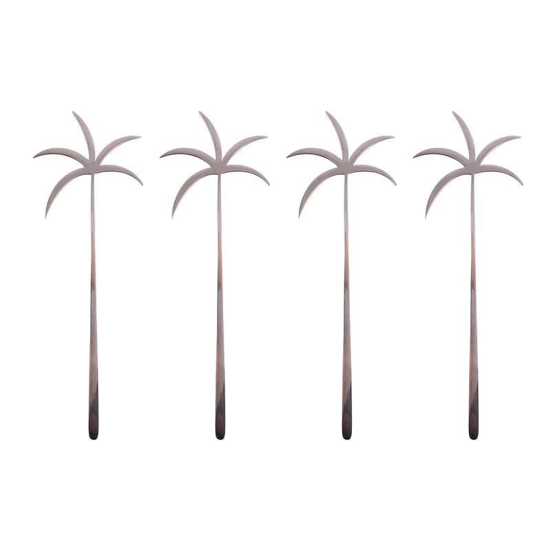 BarConic® Palm Tree Swizzle Sticks - Stainless Steel - 4 pack