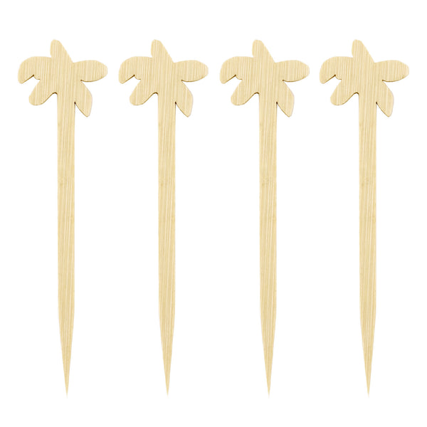 BarConic Wooden Palm Tree Cocktail Picks - 100 pack
