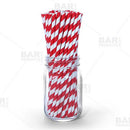 BarConic® Eco-Friendly Paper Straws - Red Stripe - 100 pack