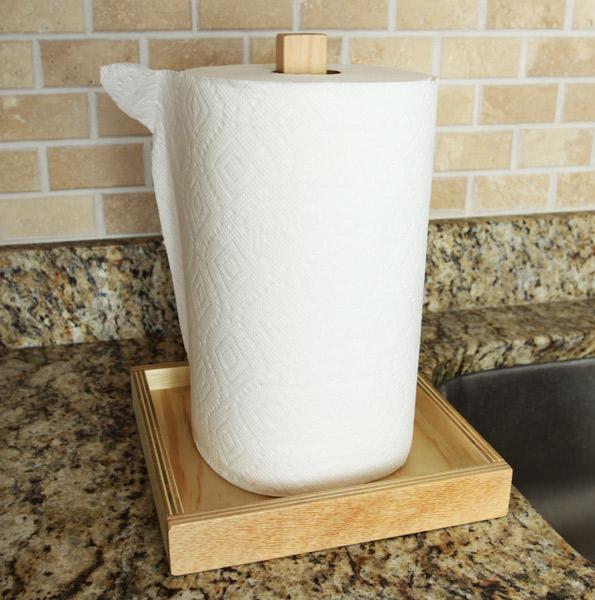 Natural wood discount paper towel holder