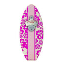 Hot Pink Hawaiian Flowers Wooden Surfboard Wall Bottle Opener