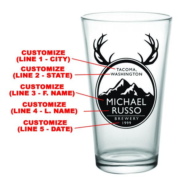 CUSTOMIZABLE - 16oz Pint / Mixing Glass - Buck