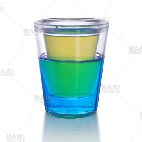 BarConic® Plastic Shot Glass with Double Wall - Blue - 1.5 oz