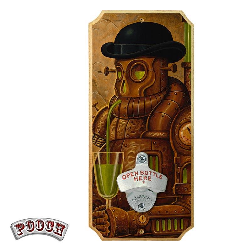 Wood Plaque Wall Mounted Bottle Opener - Absenth