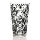 BarConic® Glassware - Mixing Glass - Black Cocktail Themed Damask - 16 ounce