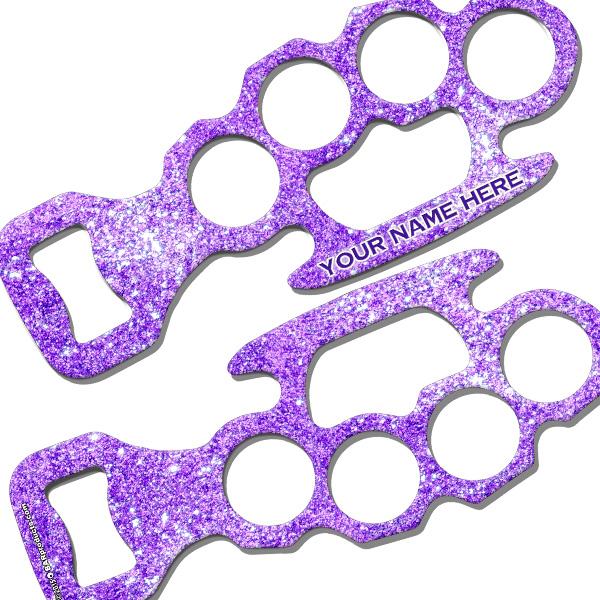 ADD YOUR NAME Knuckle Buster Bottle Opener - Glitter purple