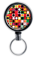 CUSTOMIZABLE Mini Bottle Opener with Retractable Reel - Grungy Retro Dots