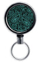 Mirrored Chrome Retractable Reel - Teal Paisley