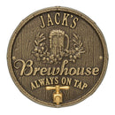 CUSTOMIZABLE Cast Aluminum Plaque (and Bottle Opener) - Oak Barrel Beer Pub Design