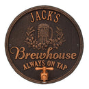 CUSTOMIZABLE Cast Aluminum Plaque (and Bottle Opener) - Oak Barrel Beer Pub Design