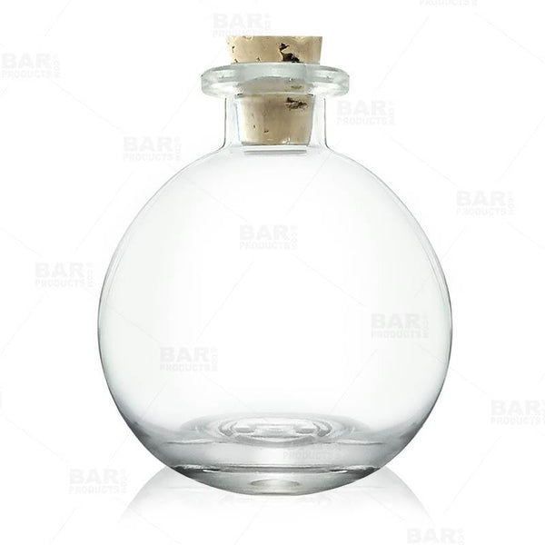 Clear Tall Round Glass Bottle, 4 oz. w/ Cork