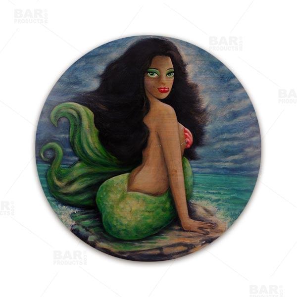 Brunette Mermaid Round Wooden Table Top - Two Sizes Available