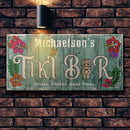 CUSTOMIZABLE Large Plank Sign - 11 3/4" x 23 3/4" - Tiki Blue - Brick Background Light Example