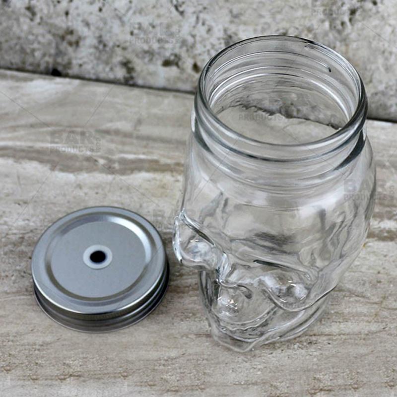 Skull Glass Cup Straw, Glass Jars Lid Handle, Glass Jars Lid Straw