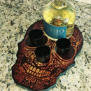 Shot Glass and Bottle Caddy - Rustic Wood Skull