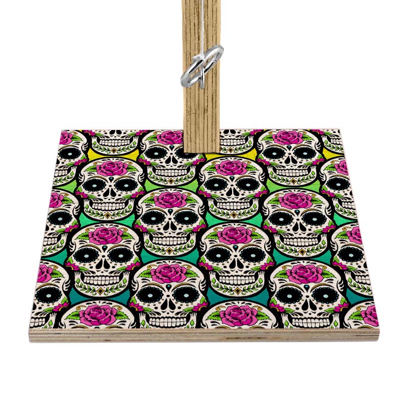 Small Tabletop Ring Toss Game - Sugar Skulls - Multiple Color Options Yellow Green