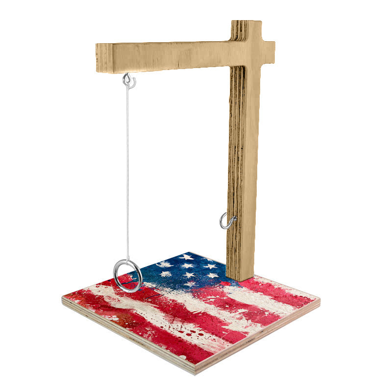 Small Tabletop Ring Toss Game - Grunge Flag