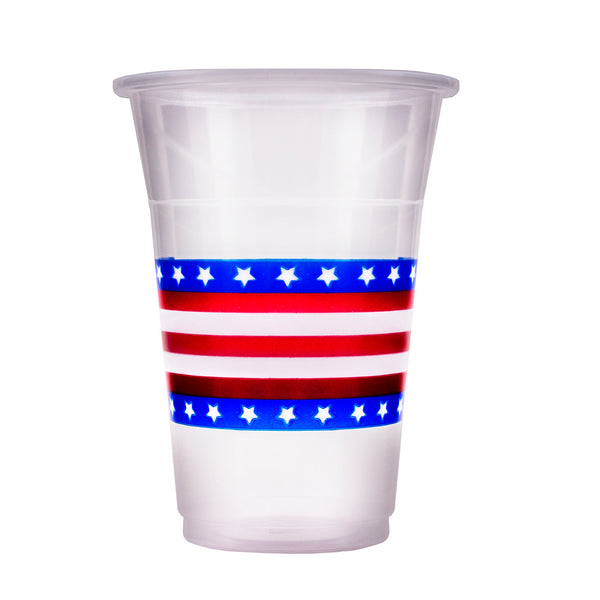 16 ounce - Soft Plastic Cups - Flag 20 Ct.