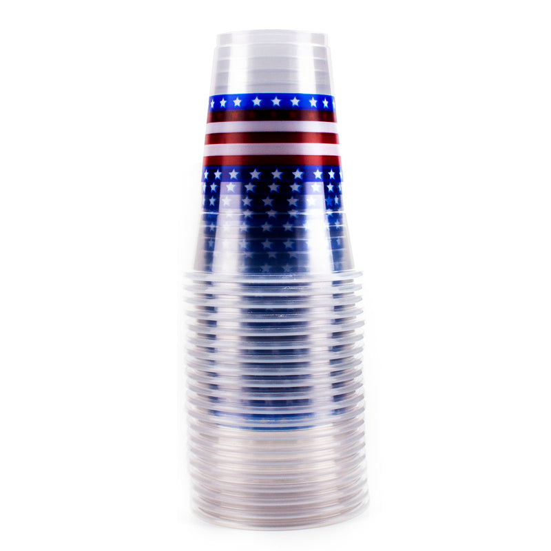 16 ounce - Soft Plastic Cups - Flag 20 Ct.