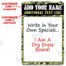 Dry Erase Specials Sign - ADD YOUR NAME - Camouflage Pattern Template