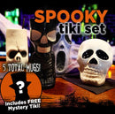  Spooky Tiki Mugs Drinkware Package - Set of 4 + FREE Mystery Tiki