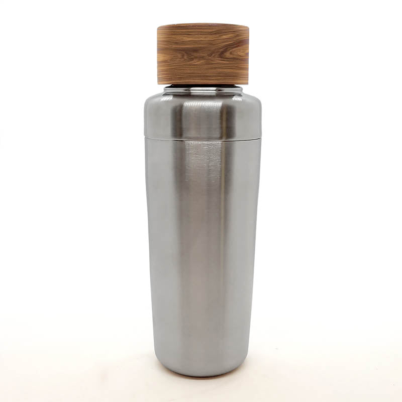 Stainless Steel 3 Piece Cocktail Shaker w/ Wood Cap - 26oz