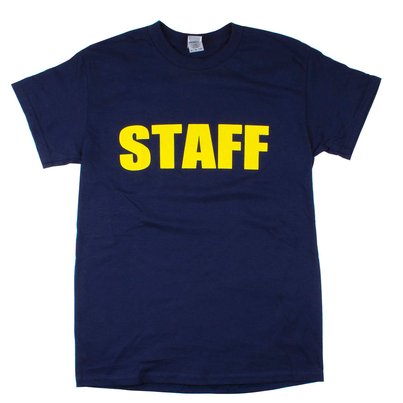 Staff T-Shirt - Printed on Front/Back - Navy Blue/Yellow