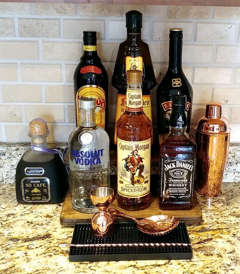 Counter Caddies™ - STAINED Finish - 12" STRAIGHT - Liquor/Wine Bottle Display