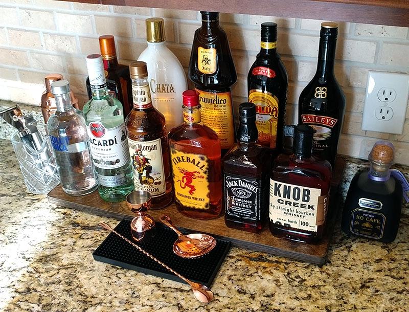 Counter Caddies™ - STAINED Finish - 24" STRAIGHT - Liquor/Wine Bottle Display