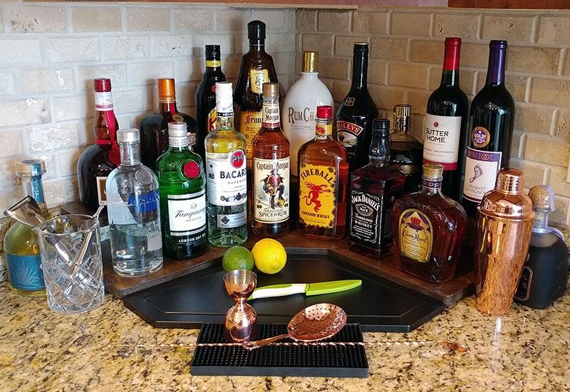 Counter Caddies™ Stained Finish Liquor/Wine Bottle Display