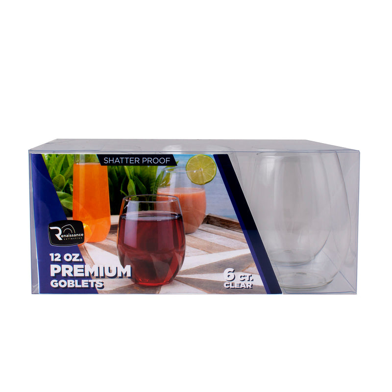 Clear Stemless Wine Goblet - 12 ounce - 6 count