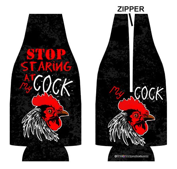 Zipper Style Bottle Cooler - Stop Staring At My Cock