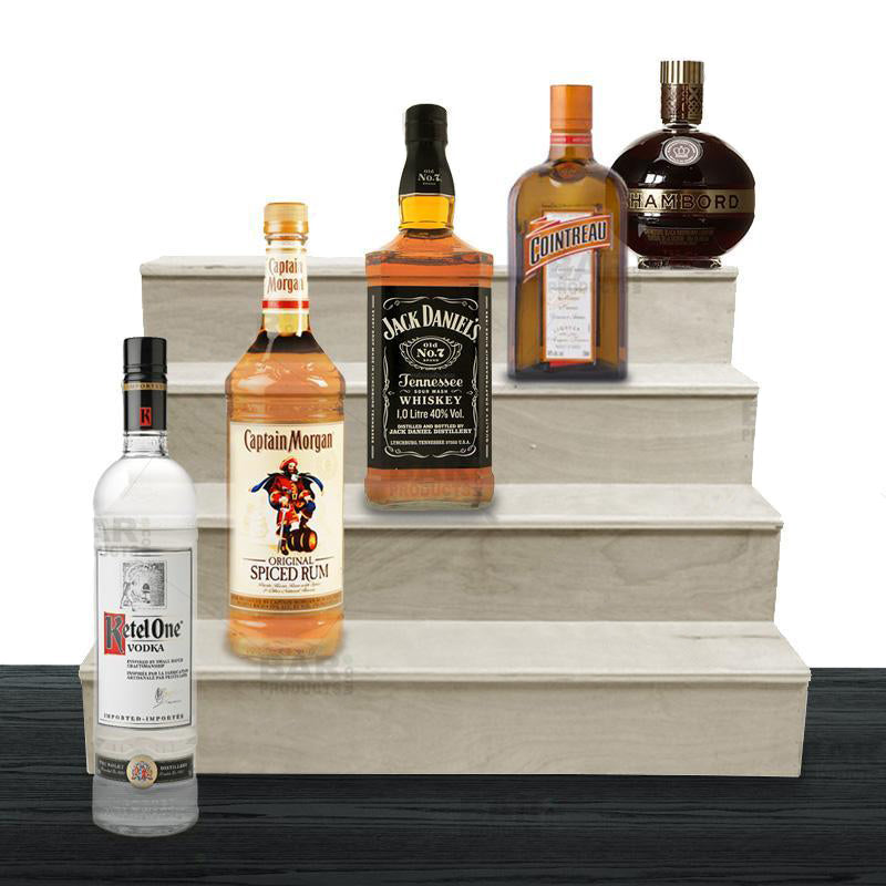 Wooden Liquor Shelves - 4 Tier - NATURAL