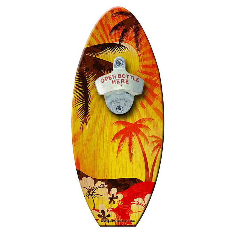 Sunrise Palm - Wooden Surfboard Wall Mounted Bottle Opener