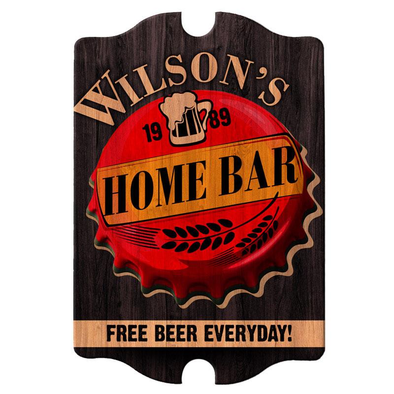 Custom Tavern Shaped Wood Bar Sign - Home Bar