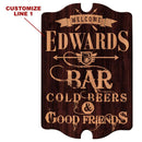 Custom Tavern Shaped Wood Bar Sign - Bar Welcome