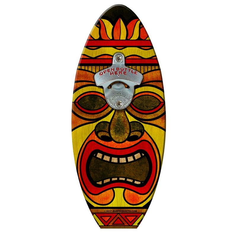 Red Hot Tiki Man Surfboard Wall Mount Bottle Opener