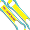 ADD YOUR NAME V-Rod® Bottle Opener - Color Block - Blue/Yellow
