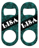 CUSTOMIZABLE Mini Bottle Opener - Teal Paisley