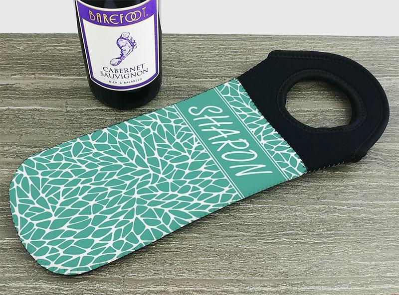 CUSTOMIZABLE Wine Bottle Tote w/ Black Handle - Crackle Pattern (Color Options)