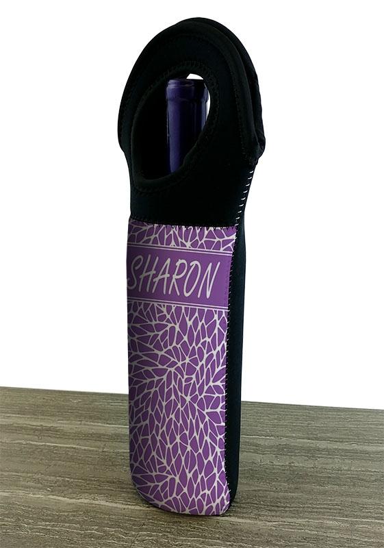 CUSTOMIZABLE Wine Bottle Tote w/ Black Handle - Crackle Pattern (Color Options)