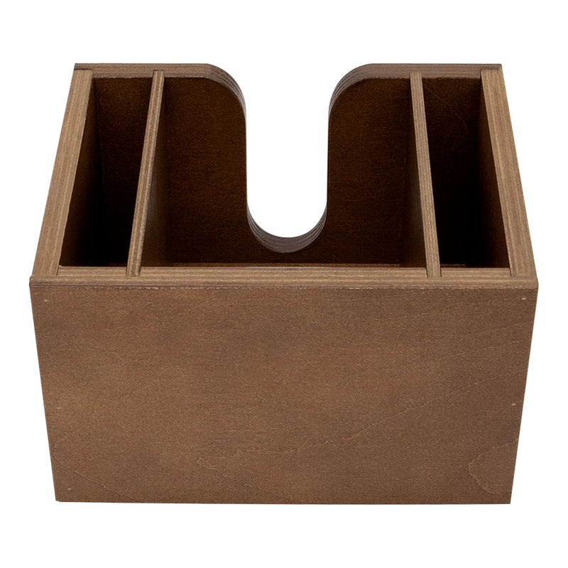 Wood Bar Caddy for Napkins, Straws, & Stirrers - Stained - Empty Back